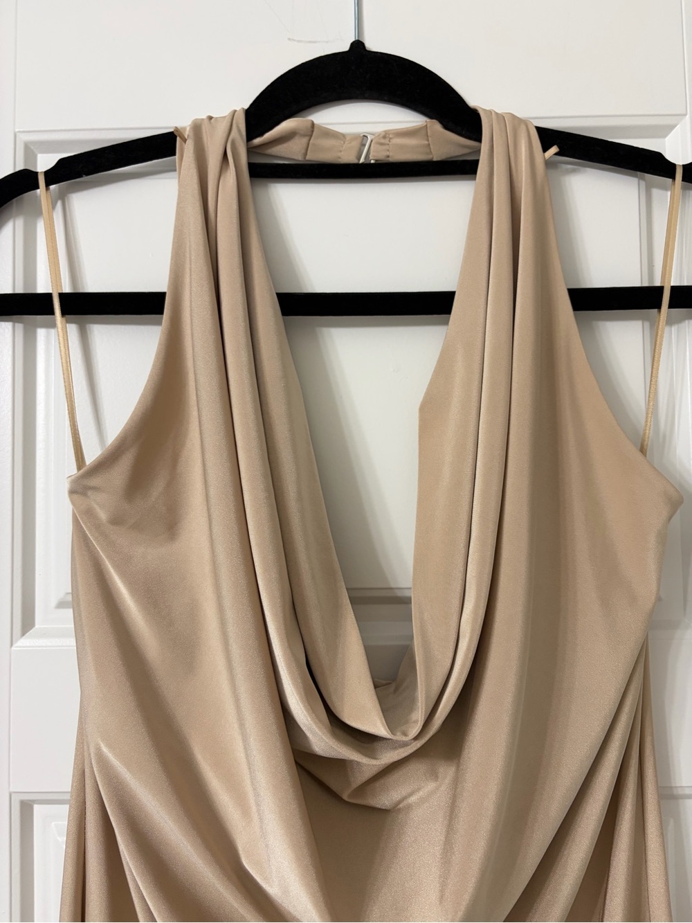 Boston Proper Tan Draped Cowl Neck Dress Size Small - Picture 2 of 5